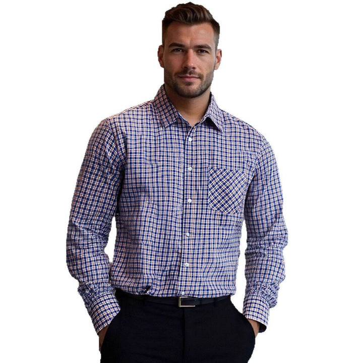 Men's checked business shirt in slim fit cut Lisslune