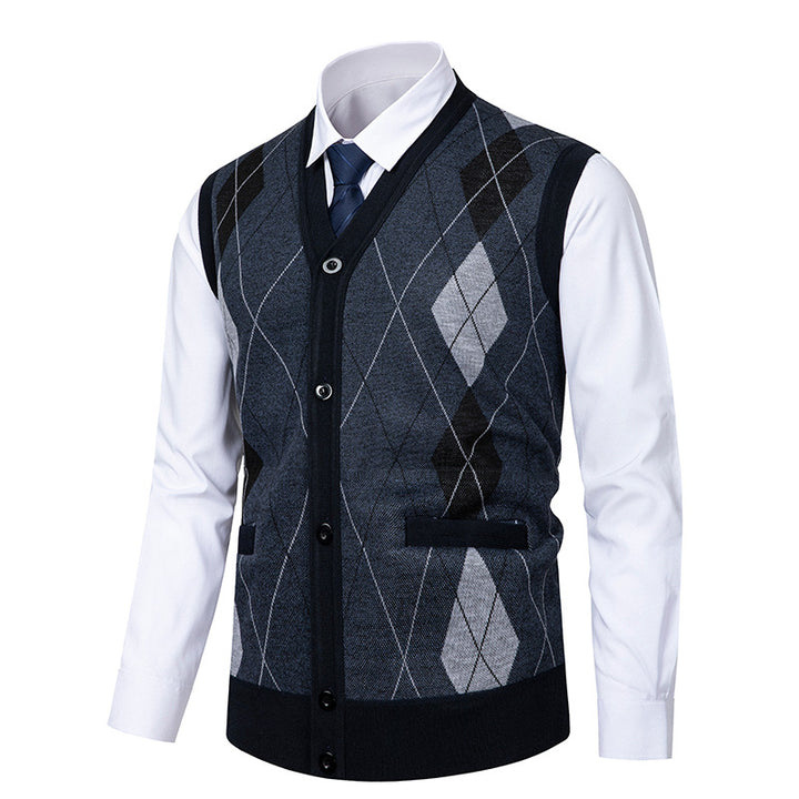 Men's noble cardigan with modern diamond pattern Lisslune