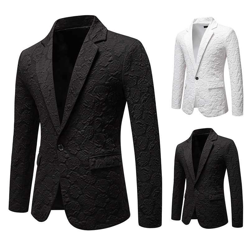 Men's Elegant Blazer with Textured Floral Pattern Lisslune