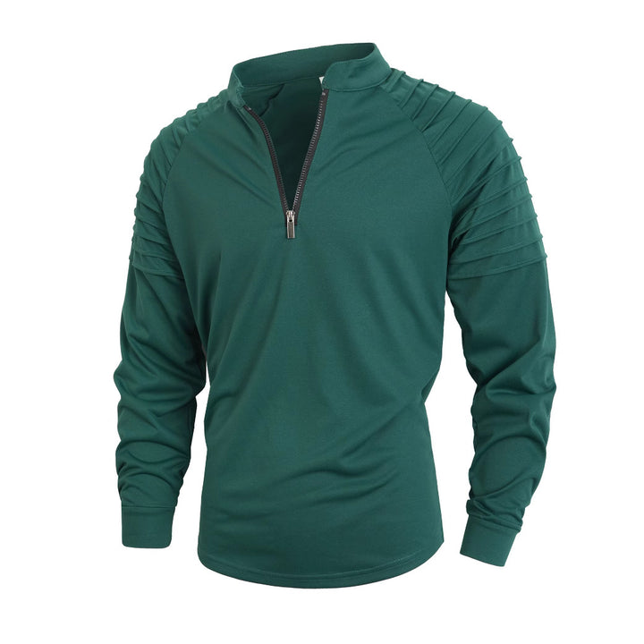 Men's long sleeve shirt with modern stand-up collar and zipper Lisslune