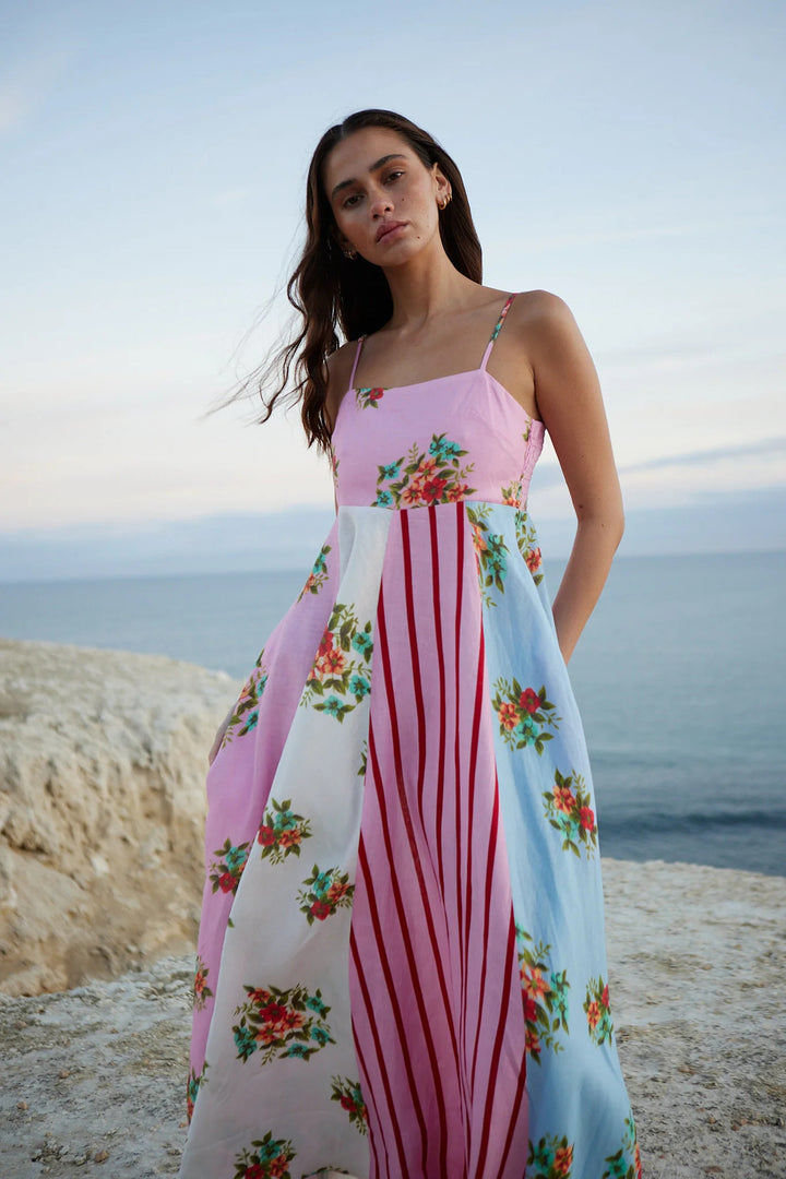 Women's maxi dress with floral design and adjustable straps Lune London