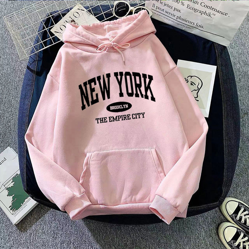 Women Cozy Hoodie with New York Print Lisslune