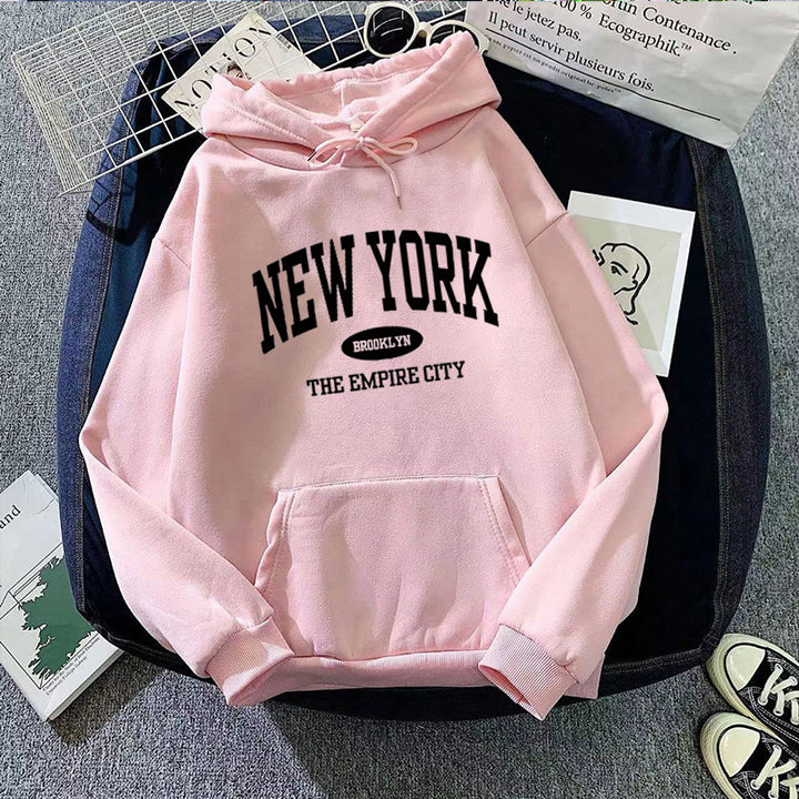 Women Cozy Hoodie with New York Print Lisslune