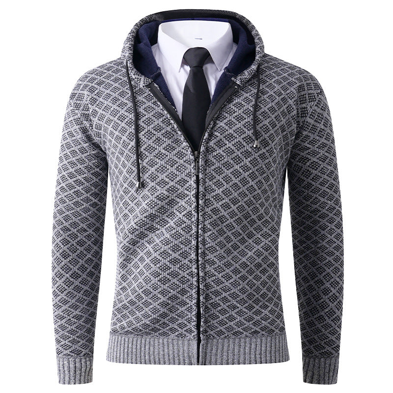 Men's elegant hooded jacket with textured pattern Lisslune