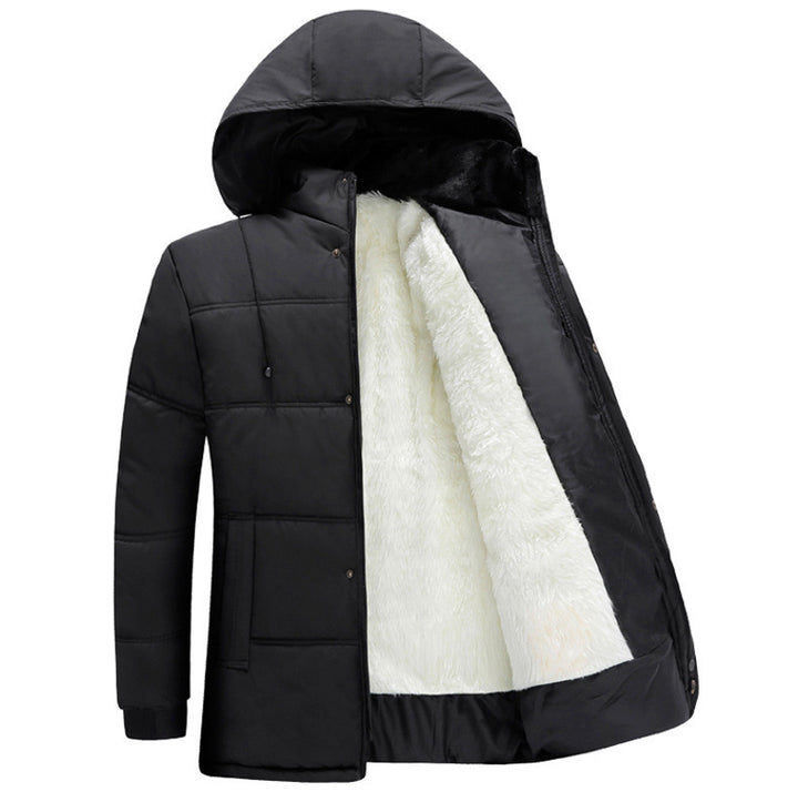 Men's quilted winter jacket with fluffy inner lining and adjustable hood collar Lisslune