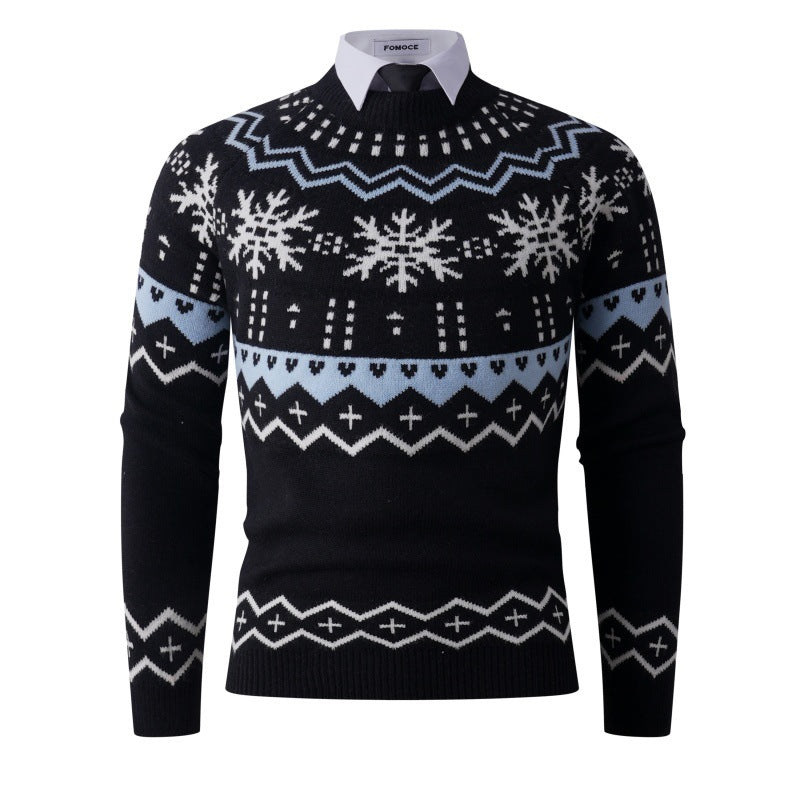Men's stylish knit sweater with creative snow pattern Lisslune