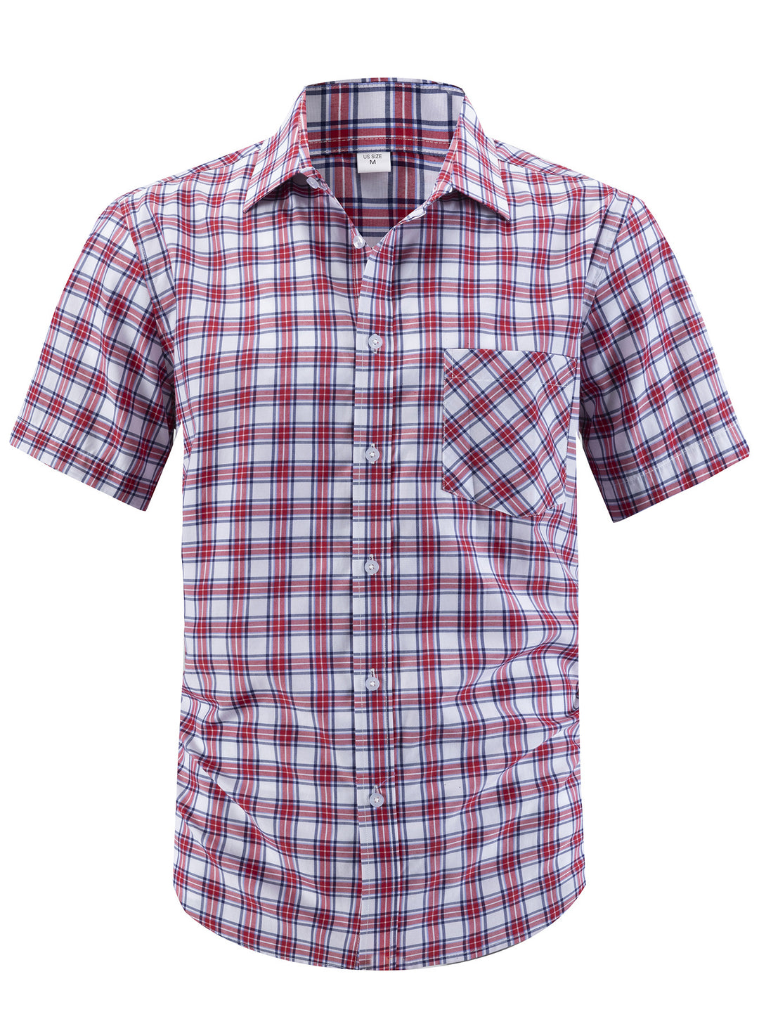 Men's casual short-sleeve shirt with classic check pattern and chest pocket Lisslune