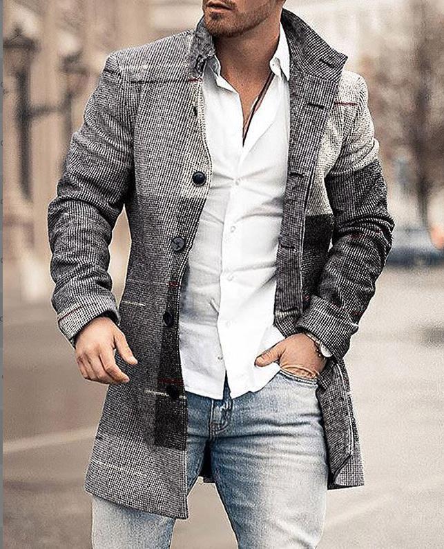 Men's wool coat in modern check design with tailored fit Lisslune