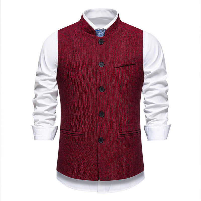 Men's elegant knitted vest with V-neck and button details Lisslune