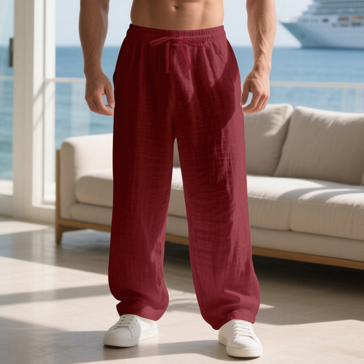 Men's relaxed linen trousers with elastic waistband and loose fit Lisslune