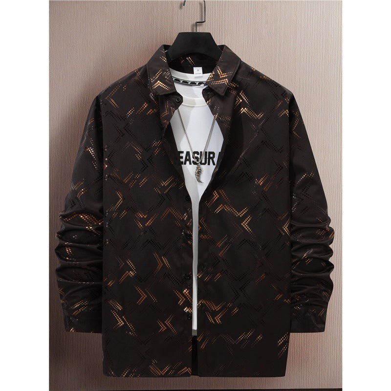 Men's elegant long sleeve shirt with modern pattern and breathable surface Lisslune