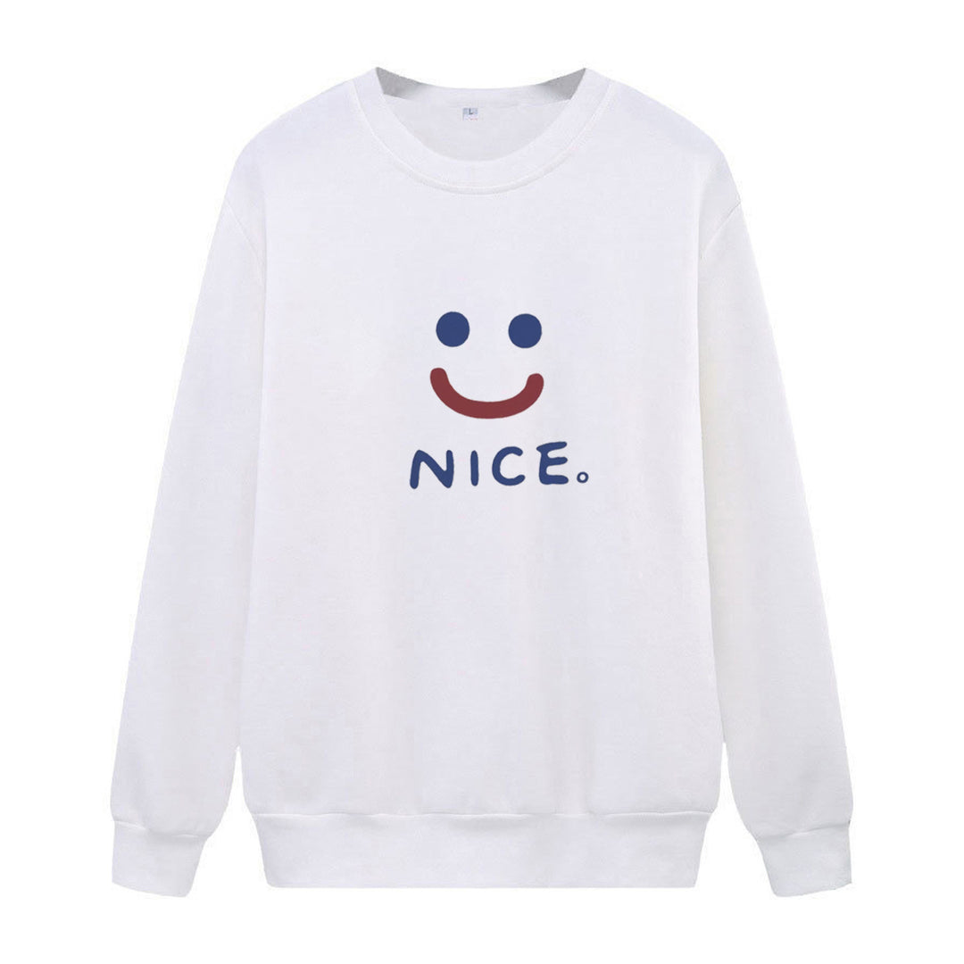 Women casual sweatshirt with cheerful smile motif Lisslune
