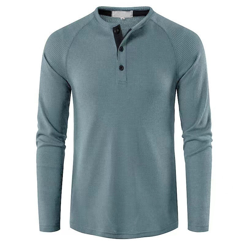 Men's long-sleeved shirt with textured design and elegant stand-up collar Lisslune