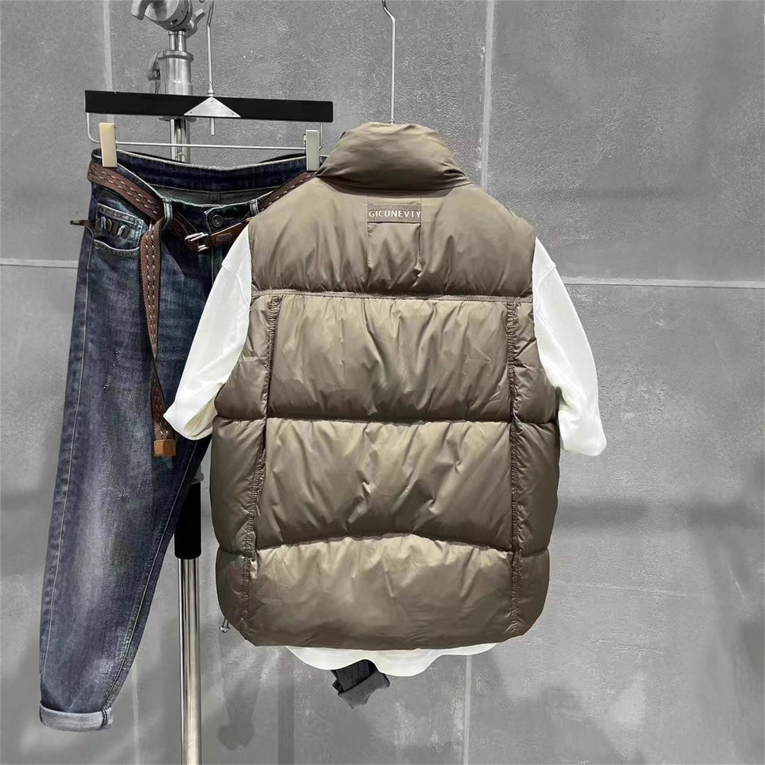 Men's Insulating Quilted Vest with High Collar and Practical Pockets Lisslune