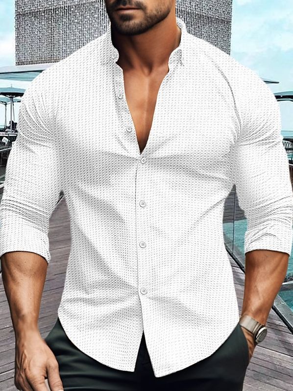 Men's elegant long-sleeve shirt with textured pattern Lisslune