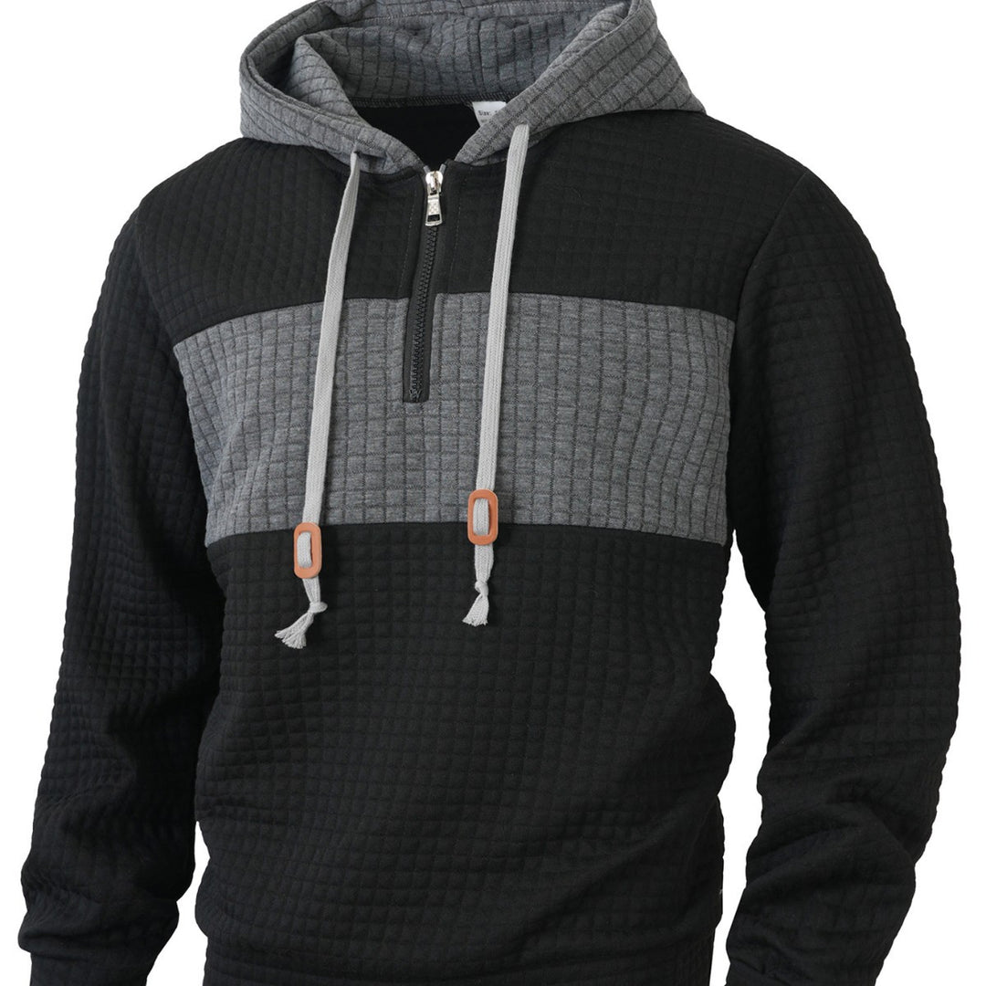 Men's hoodie with 1/4 zipper and textured design Lisslune
