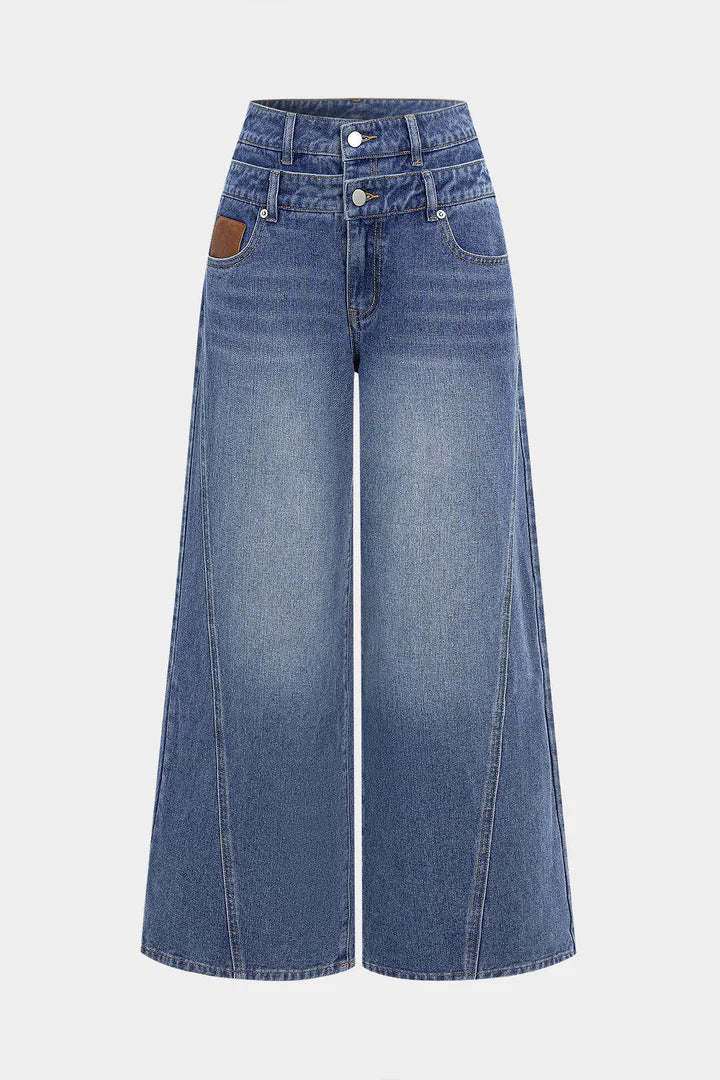 Ladies fashionable high-waist jeans with wide legs Lisslune