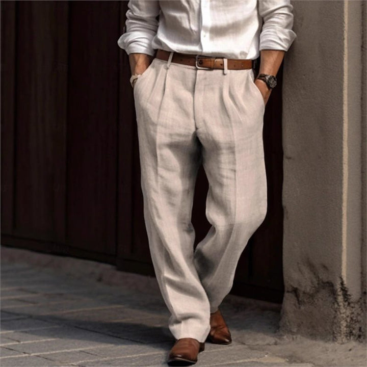 Men's elegant linen trousers with a relaxed fit and practical pockets Lisslune