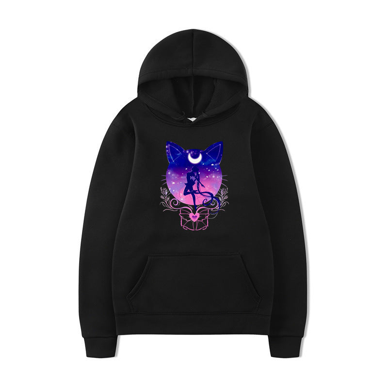 Women's hoodie with artistic cat design and comfortable fit Lisslune