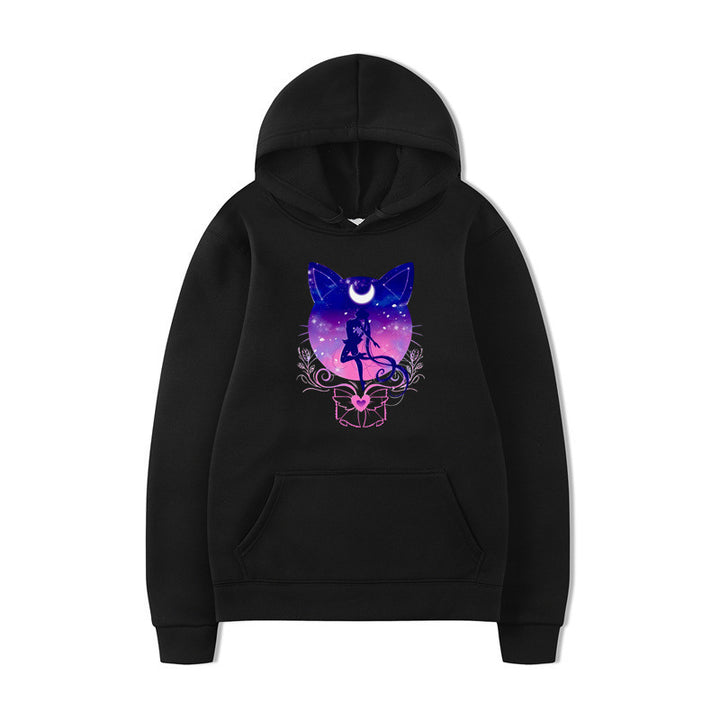 Women's hoodie with artistic cat design and comfortable fit Lisslune