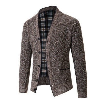 Men's elegant knitted cardigan with check pattern Lisslune