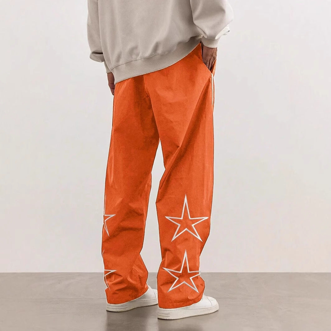 Men's Loose Cargo Pants with Stylish Star Appliqués Lisslune