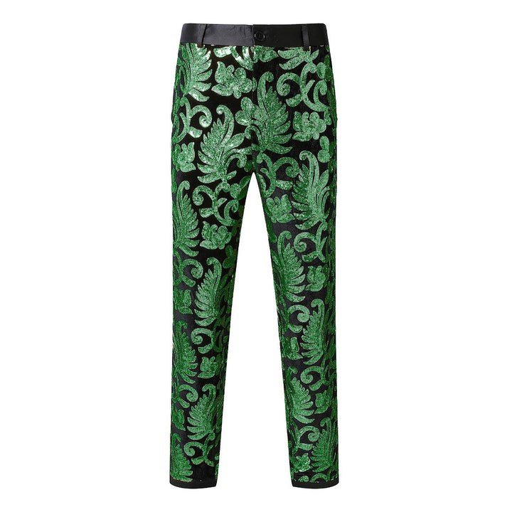 Men's Glittering Event Pants with Floral Pattern Lisslune