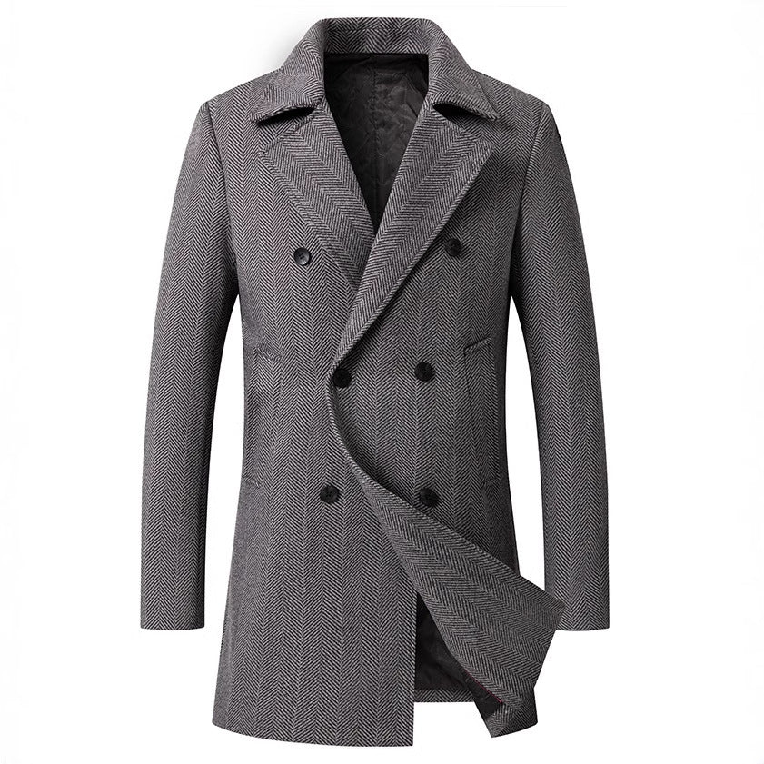 Men's elegant double-breasted coat in herringbone pattern Lisslune