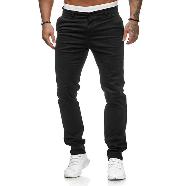 Men's Slim-Fit Casual Pants with Elastic Waistband and Comfortable Cut Lisslune