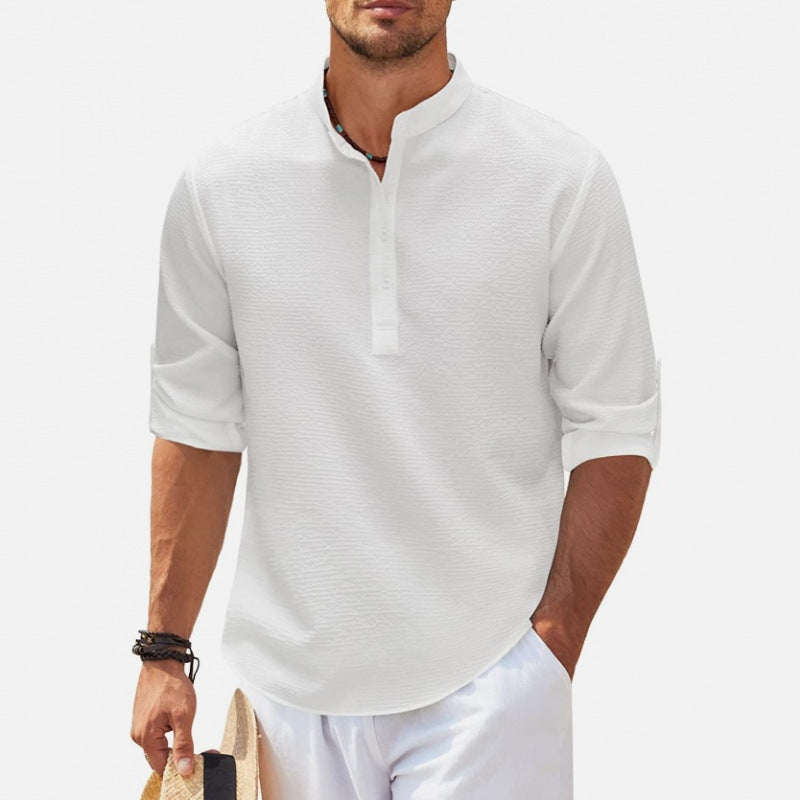 Men's casual shirt with button placket and textured design Lisslune
