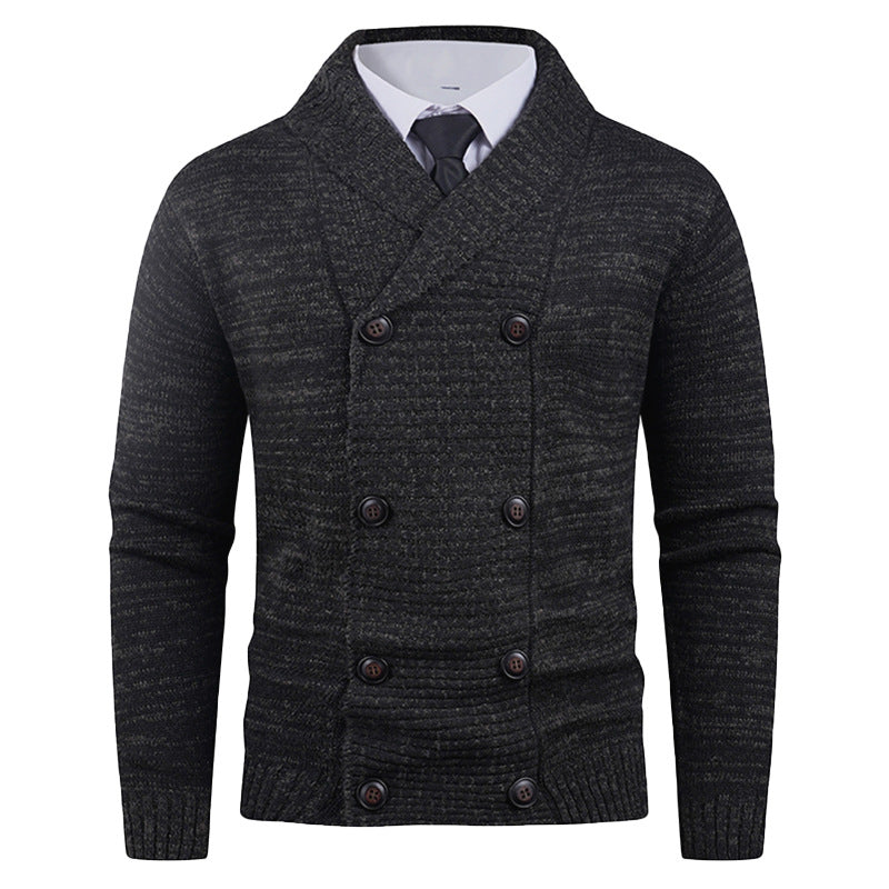 Men's cardigan with double button placket and fine texture Lisslune