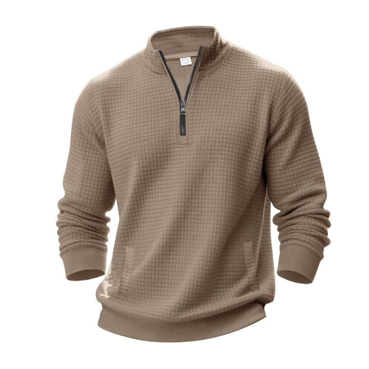 Men's quilted pullover with short zipper and textured design Lisslune