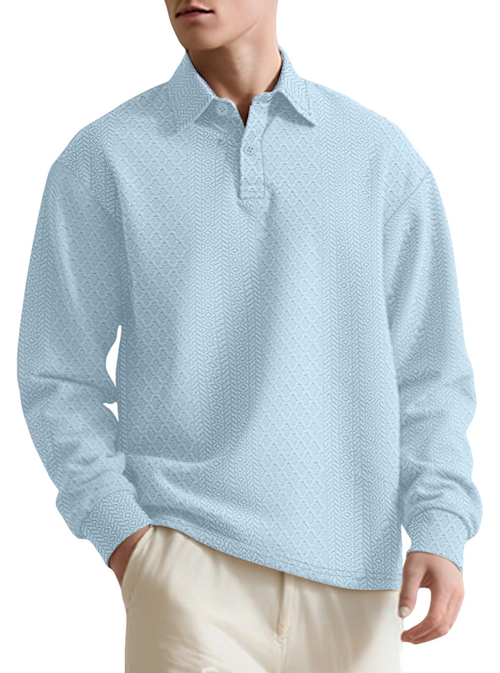 Men's fashionable long-sleeve shirt with textured surface and elegant button placket Lisslune