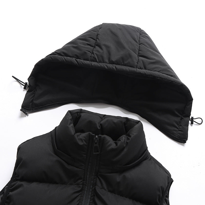 Men's quilted down vest with detachable hood and practical pockets Lisslune