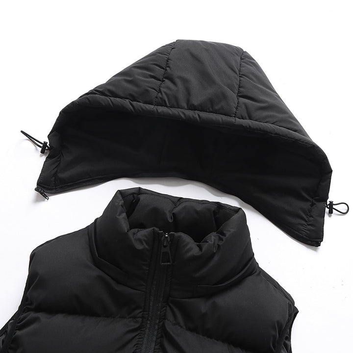 Men's quilted down vest with detachable hood and practical pockets Lisslune