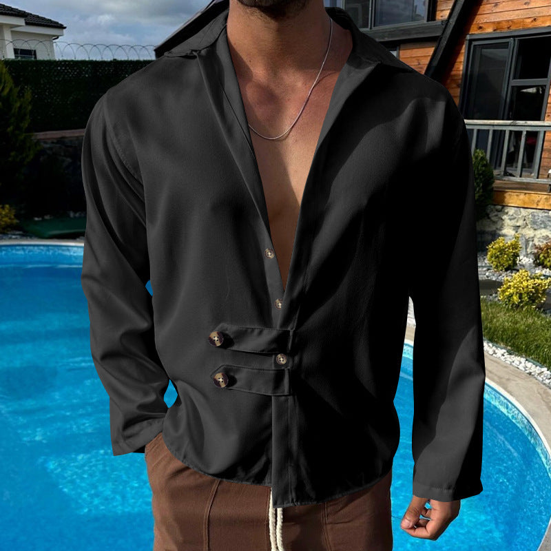 Men's elegant shirt with fashionable button closure Lisslune