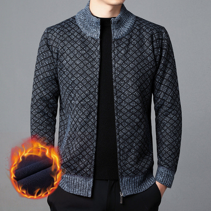 Men's cardigan with high collar and innovative pattern Lisslune
