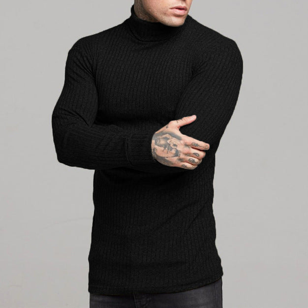 Men's fashionable long sleeve shirt with roll neck Skorter