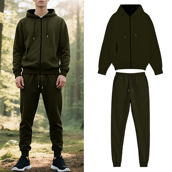 Men's comfortable hooded leisure suit with practical pockets Lisslune
