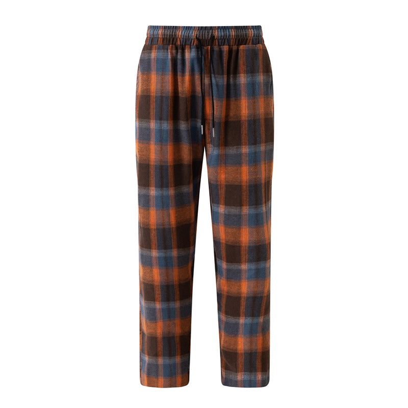 Men's comfortable flannel pants with practical side pockets and elastic waistband Lisslune