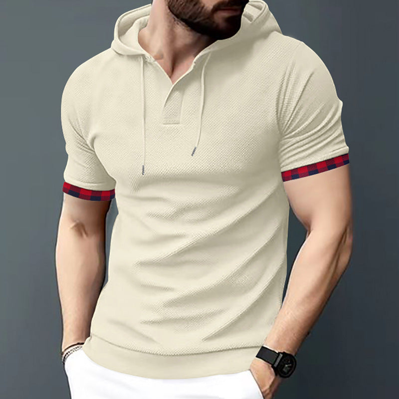Men's Short Sleeve Shirt with Hood and Modern Accents Lisslune