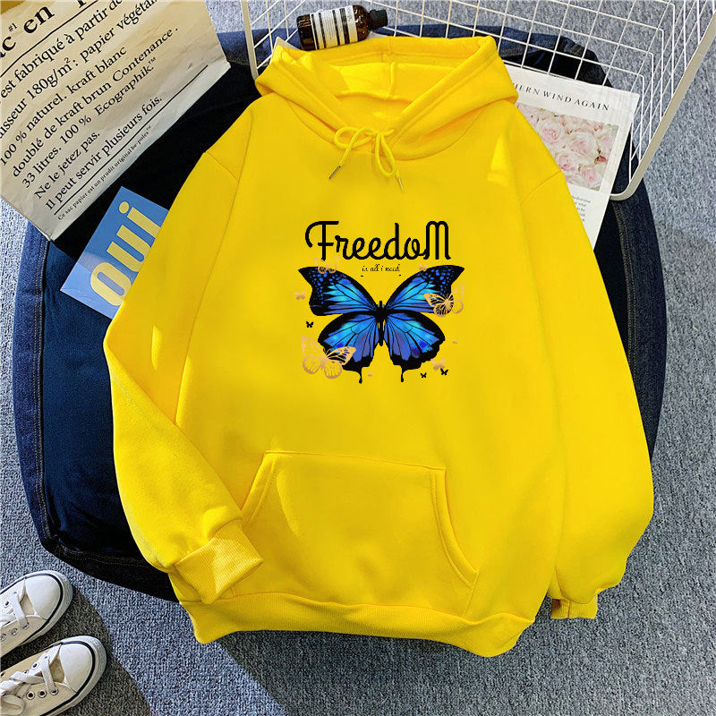 Ladies hooded sweatshirt with artistic butterfly design Lisslune