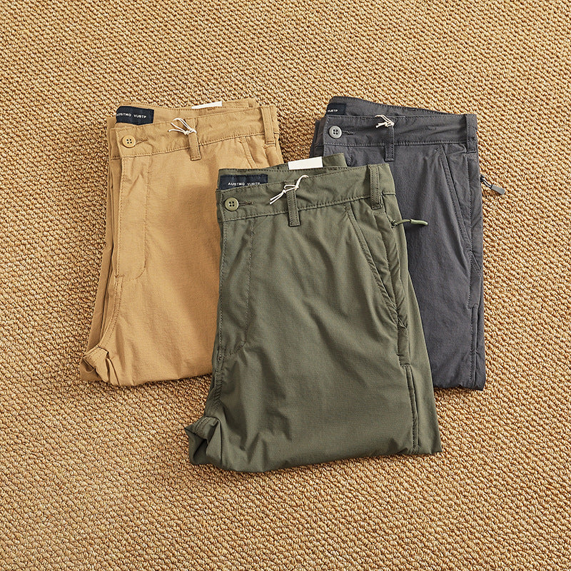 Men's Chino Pants with Elastic Waistband and Practical Side Pockets Lisslune