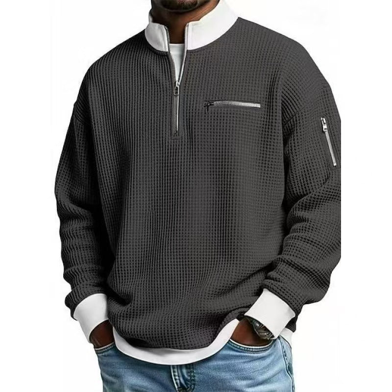 Men's sweatshirt with high collar and practical zipper Lisslune