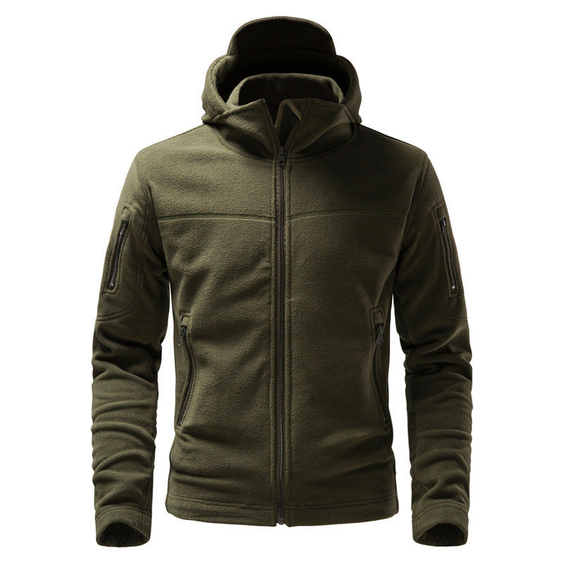 Men's fleece jacket with hood and functional pockets Lisslune