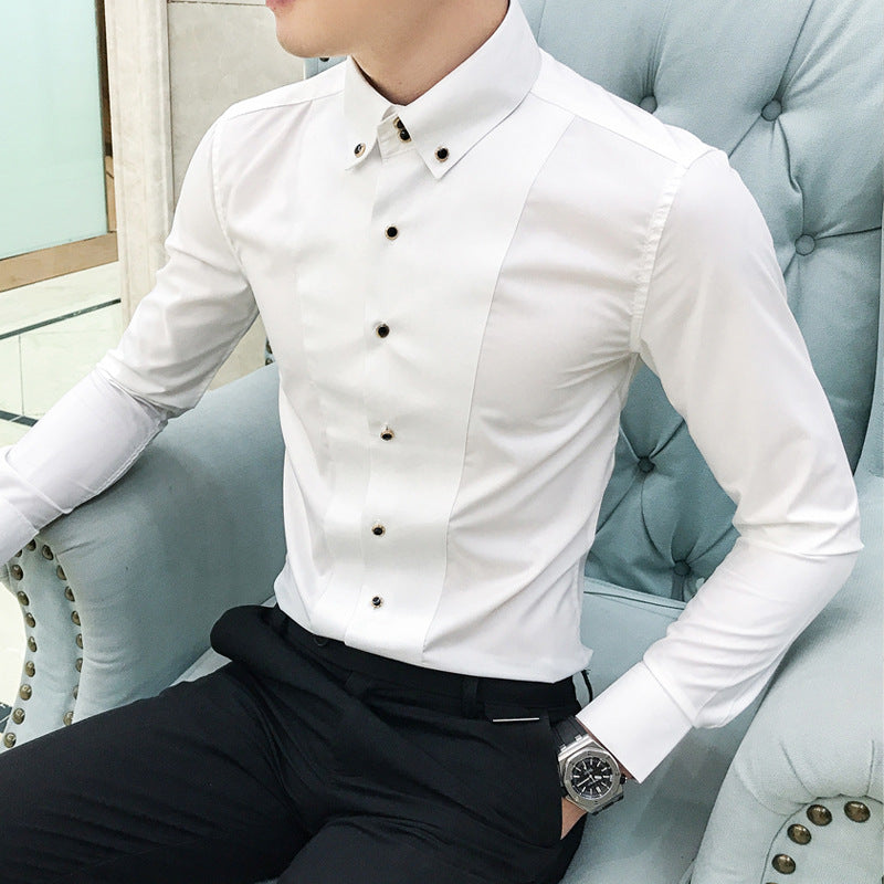 Men's Elegant Long Sleeve Shirt with Fine Button Details Lisslune