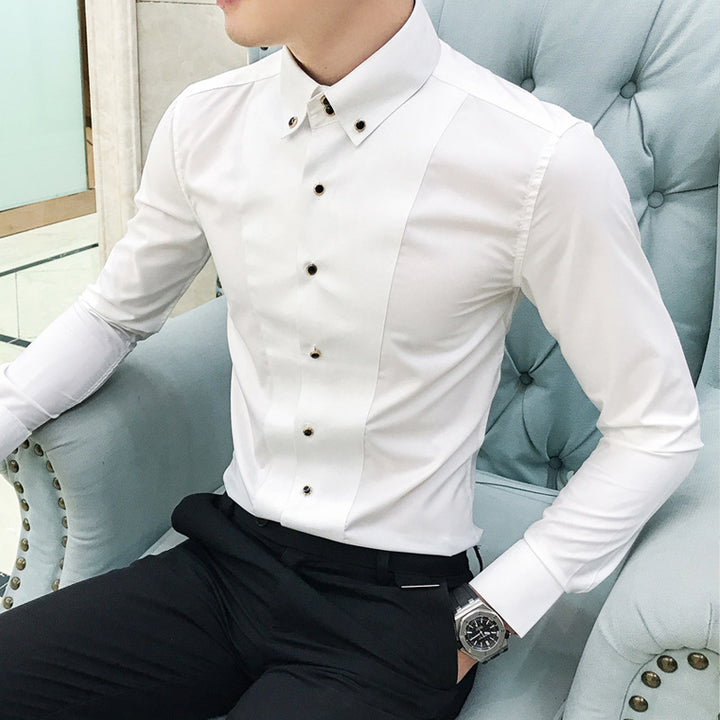 Men's Elegant Long Sleeve Shirt with Fine Button Details Lisslune