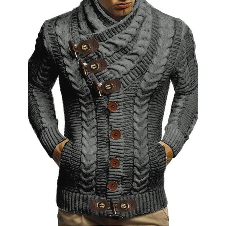 Men's cardigan with large collar and cable pattern Lisslune