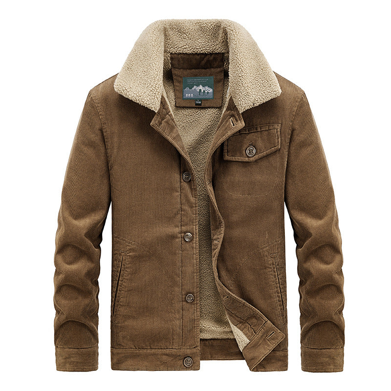 Men's Insulated Denim Jacket with Soft Collar and Warm Fleece Lining Lisslune