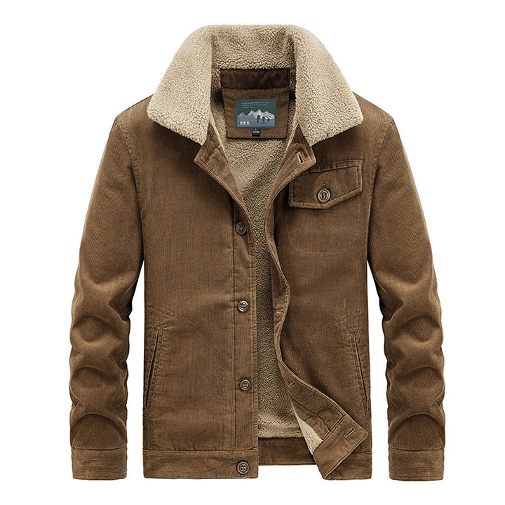 Men's Insulated Denim Jacket with Soft Collar and Warm Fleece Lining Lisslune
